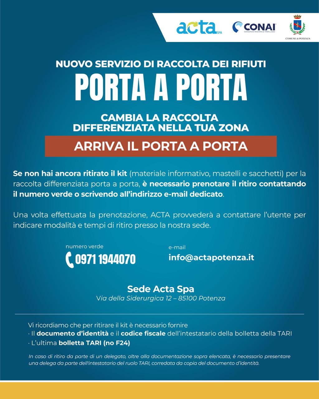 NUOVO SERVIZIO DI RACCOLTA &ldquo;PORTA A PORTA&rdquo; NELL&rsquo;AREA EXTRAURBANA